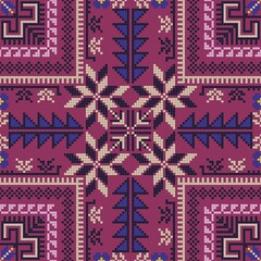 Seamless pattern design with traditional Palestinian embroidery motif