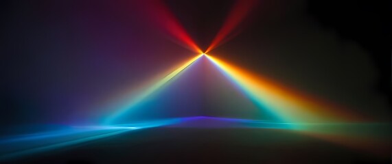 A dazzling shot of light refracted through a prism showcasing a spectrum of colors