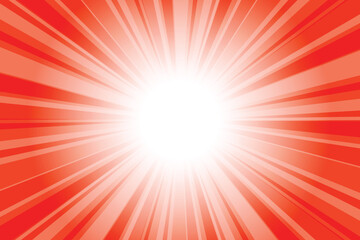 Fototapeta premium Abstract Glowing Red Sunburst Background. Scarlet Red Glow Effect Sunburst Background for Presentation, Banner, Poster, Flyer, Sales. Modern Pop Art Poster for Summer and Spring.