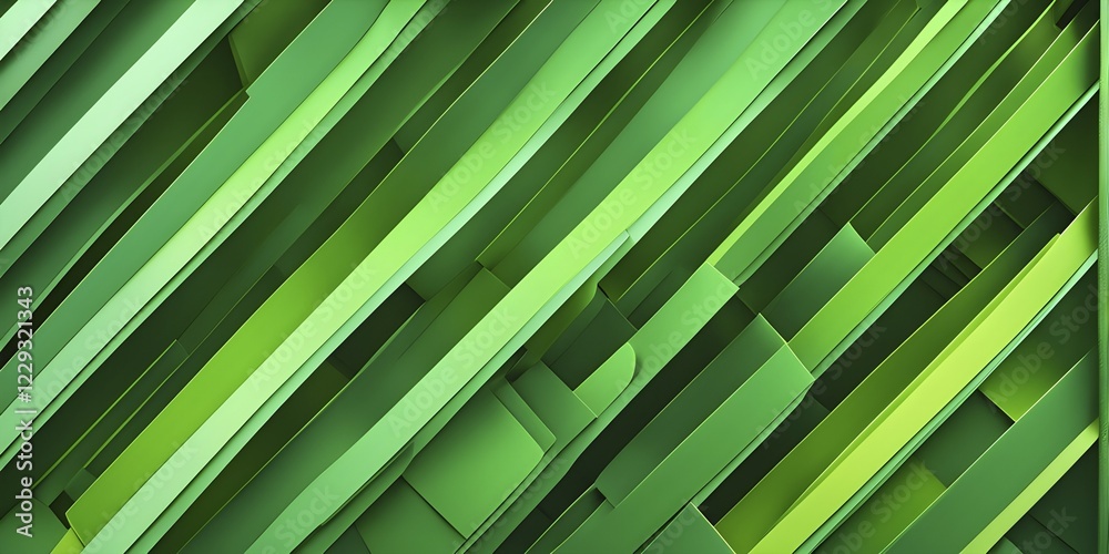 Poster Abstract rendering of organic grid structure in a complex pattern in green color, AI generated