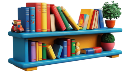 Bookshelf isolated on transparent background