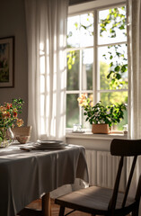 Cozy dining space with natural light