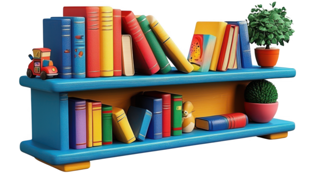 Bookshelf isolated on transparent background