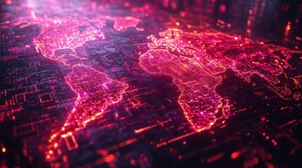 Global Network Data Flow, Circuit Board Background
