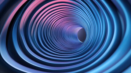 Fototapeta premium Optical illusion of a massive spiraling tunnel made of high-tech microchips, pulsating with neon blue 