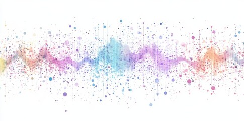 Fototapeta premium Abstract wavy vector background with pastel pink and blue dots, resembling a sound wave or music equalizer, for use as a design element on a white isolated background.