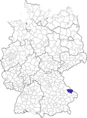 District of Regen, in Bavaria, location of the district within Germany