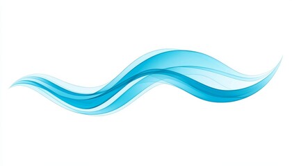 Abstract Minimalist Blue Wave. Flowing Design Elements Isolated on white Background.