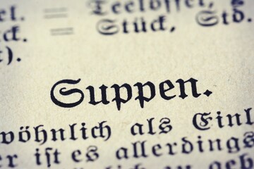 Macro image of heading from historical cookery book