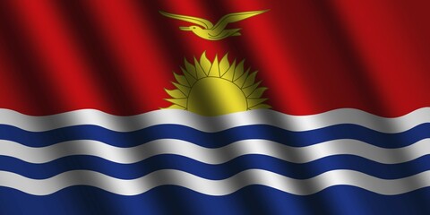The Kiribati flag flying in the wind