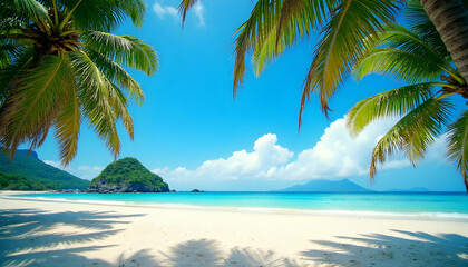 Idyllic beach in Thailand showcases soft sands, brilliant waters, and lush vegetation. Surrounding cliffs create a breathtaking scene, perfect for relaxation and leisure activities.
