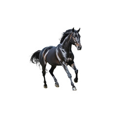 Fototapeta premium Black horse running on white background 