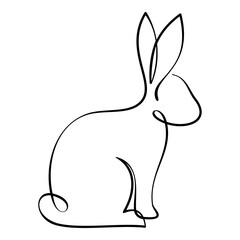 Rabbit illustration with black line art.