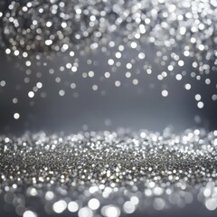 Silver sparkles creating a bokeh effect, with shimmering lights in the foreground and a blurred background, AI generated