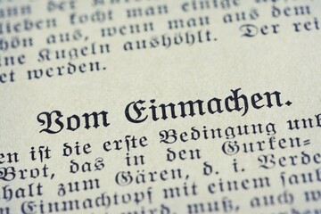 Obraz premium Macro image of heading from historical cookery book