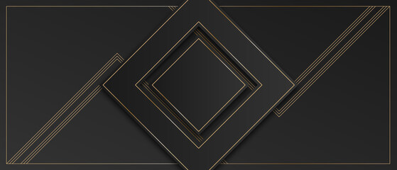 Modern black and white cover design set. Luxury creative golden line pattern