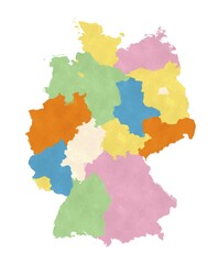 Germany map in watercolors over white background