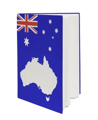 Book with the national flag Australia and contour of on cover