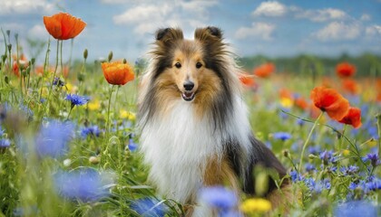 KI generated, animal, animals, mammal, mammals, Shetland Sheepdoog Sheltie, Scottish Sheepdomestic dog (Canis lupus familiaris)