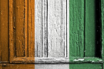 Flag of Ivory coast painted on wooden frame