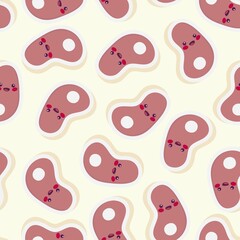 Cute Smiling Steak Seamless Pattern