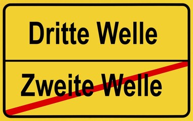 Obraz premium Symbolic image, replacement of the Second Wave by the Third Wave of the Corona Crisis, Germany, Europe