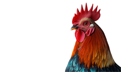 Closeup Portrait of a Rooster Against a Dark Background