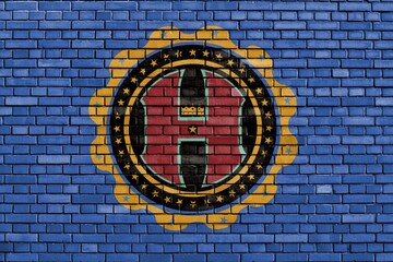 Flag of Hamilton County, Ohio painted on brick wall
