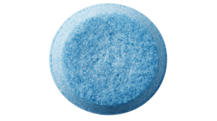 Single blue dishwasher detergent tablet soap isolated on transparent background. Transparent background