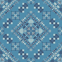 Decorative repeating pattern inspired by traditional Russian embroidery