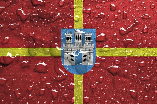 Flag of Zhytomyr Oblast with rain drops