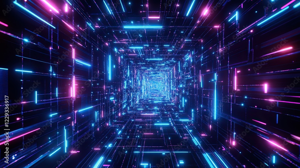 Poster abstract tech image. science theme. big data visualization. 3d rendered background