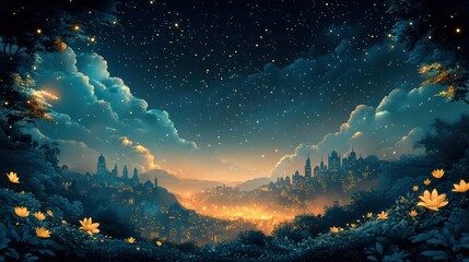 Fototapeta premium landscape with stars