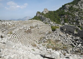 Ruins of the amphitheatre, ancient city, Termessos, Antalya Province, Turkey, Asia