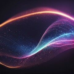 Fototapeta premium Colorful glowing lines in pink and blue against a dark background form an abstract digital wave, Fire Particles, AI generated
