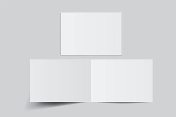 Open Leaflet, bi fold mockup template .Blank paper, thank you card, notecards, note paper, greeting card, wedding invitation, postcard, brochure or any creative work for presentation of your design
