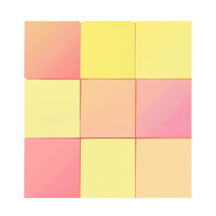 Fototapeta premium Colorful sticky notes arranged in a grid pattern on a white surface