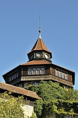 Obraz premium Dicker Turm tower at Esslinger Burg Castle, Esslingen am Neckar, Baden-Wuerttemberg, Germany, Europe