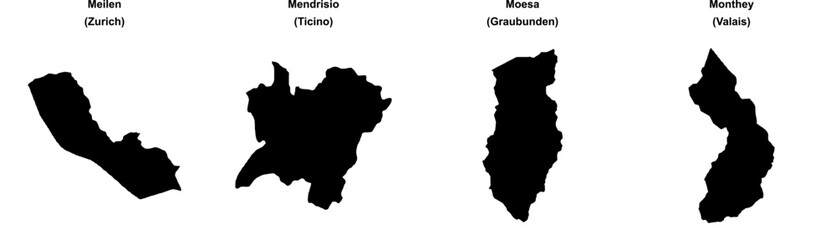 Meilen, Mendrisio, Moesa, Monthey outline maps