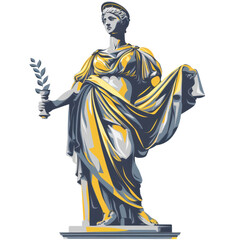 Obraz premium Majestic Classical Statue of a Woman Holding Olive Branch Symbolizing Peace