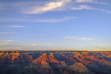 Gorge of the Grand Canyon at sunset, view from Hopi Point, eroded rock landscape, South Rim, Grand Canyon National Park, near Tusayan, Arizona, USA, North America