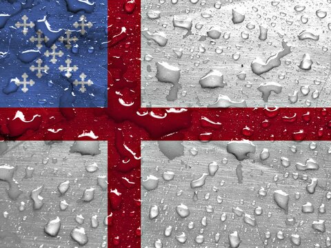 Flag of US Episcopal Church with rain drops