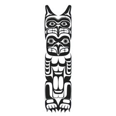 Intricate Totem Pole Design with Symbolic Animal Figures