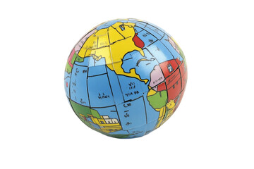 Colorful Miniature Globe Model On White Background