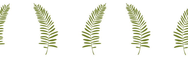 Green leaves border on a white background. Hand-drawn illustration. Perfect for spring and summer.