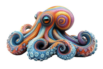 Colorful Octopus With Swirling Tentacles On Black Background