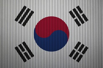South Korea Flag painted on the cracked grunge concrete wall