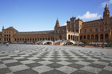 Magnificent buildings on the Plaza de España, Seville, Andalusia, Spain, Europe