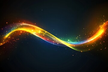 Fototapeta premium Colorful wave of light with sparkling effects on a dark background