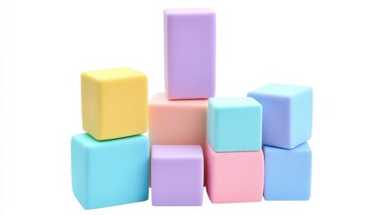 Obraz premium Pastel Cubes Stacked on White Background
